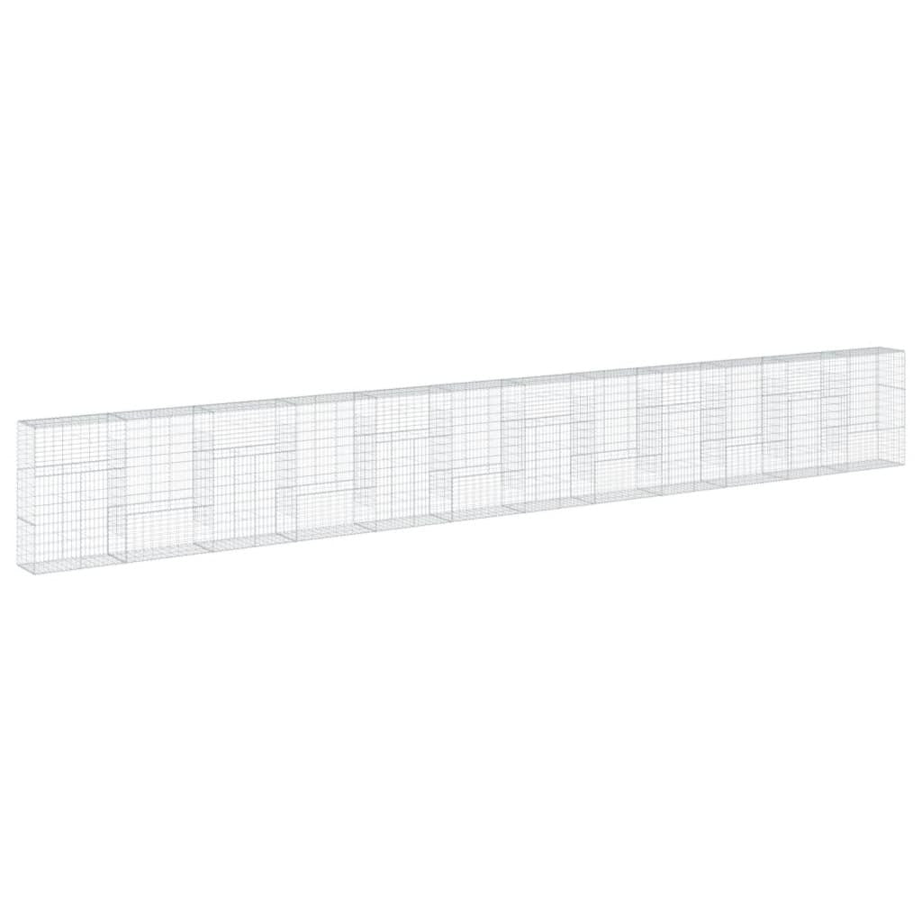 Gabion Basket with Cover 472.4"x19.7"x59.1" Galvanized Iron