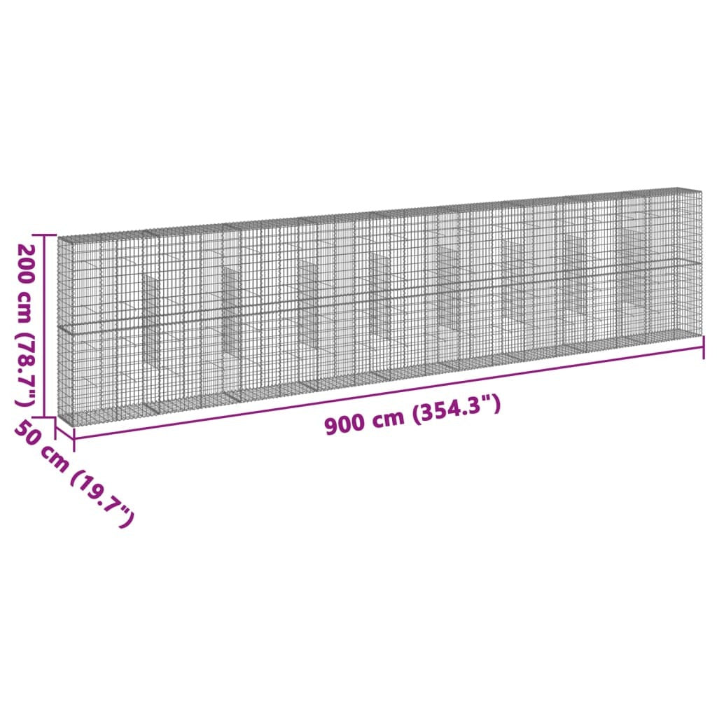 Gabion Basket with Cover 354.3"x19.7"x78.7" Galvanized Iron
