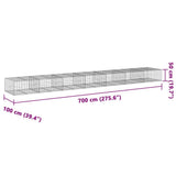 Gabion Basket with Cover 275.6"x39.4"x19.7" Galvanized Iron