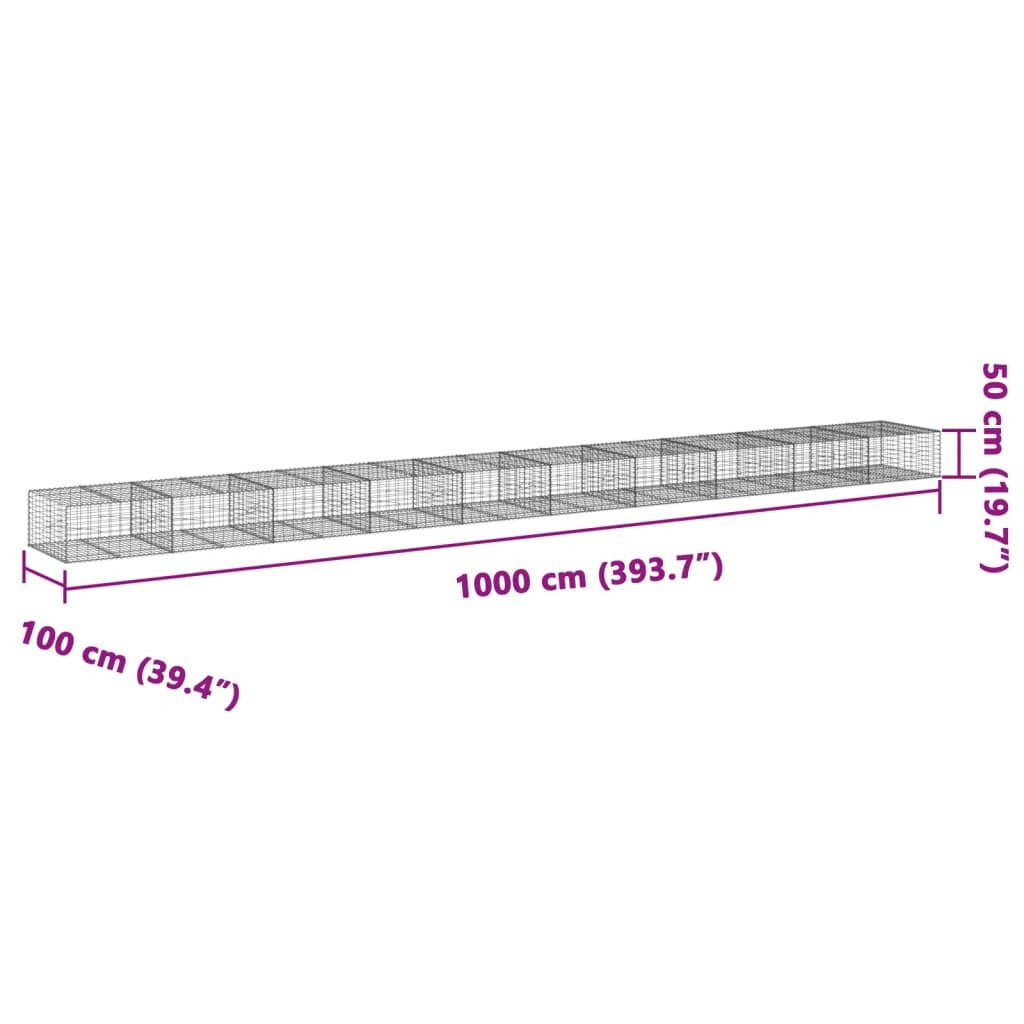 Gabion Basket with Cover 393.7"x39.4"x19.7" Galvanized Iron