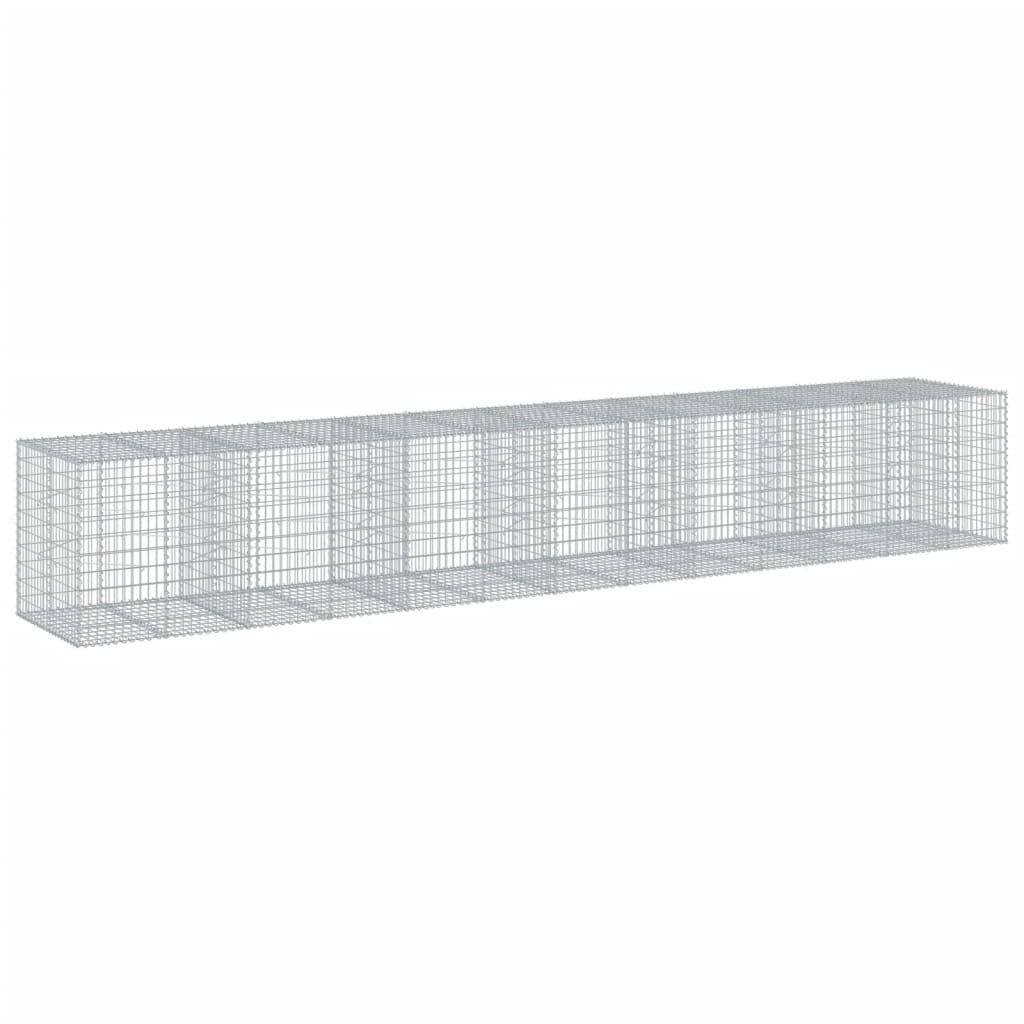 Gabion Basket with Cover 255.9"x39.4"x39.4" Galvanized Iron