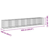 Gabion Basket with Cover 255.9"x39.4"x39.4" Galvanized Iron