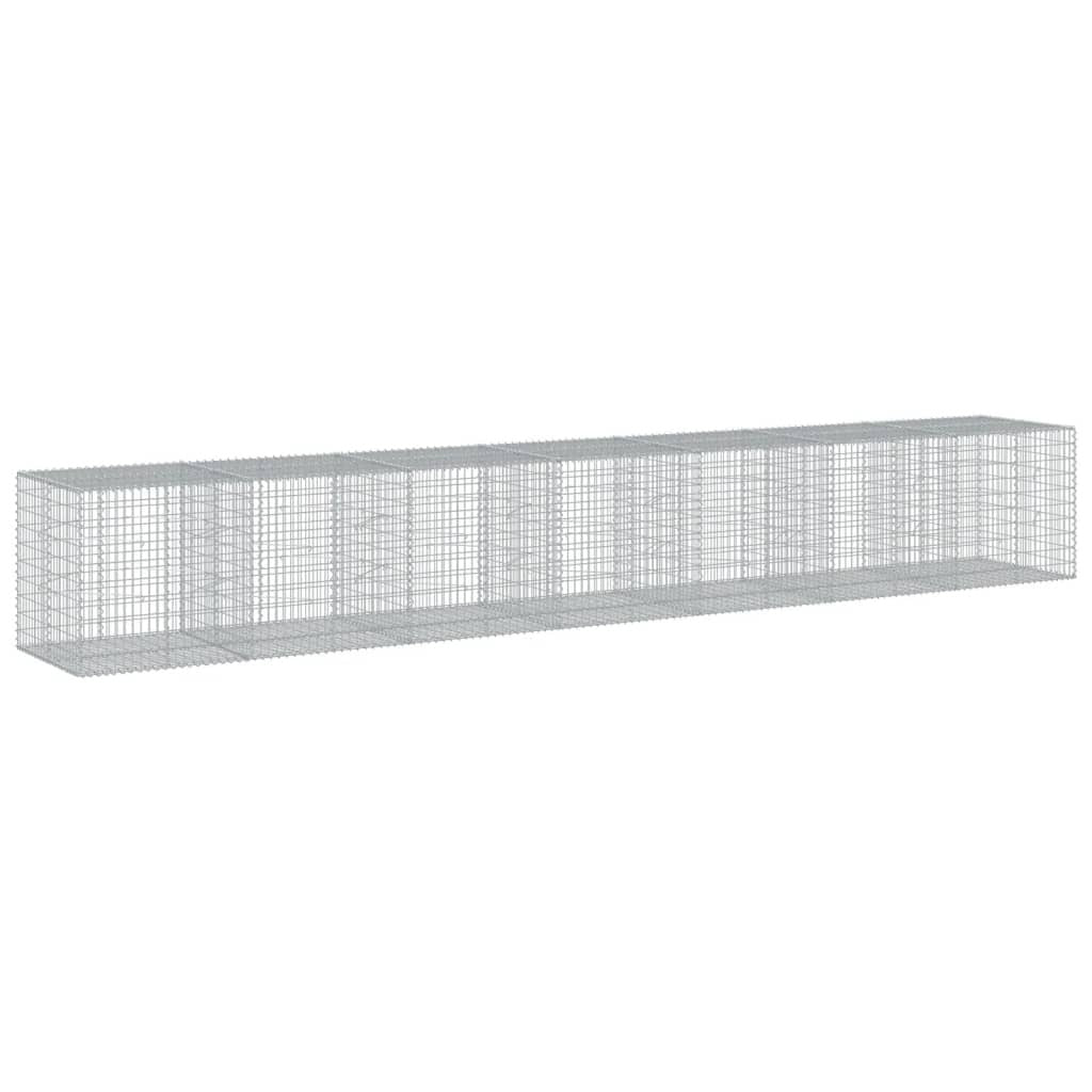 Gabion Basket with Cover 275.6"x39.4"x39.4" Galvanized Iron
