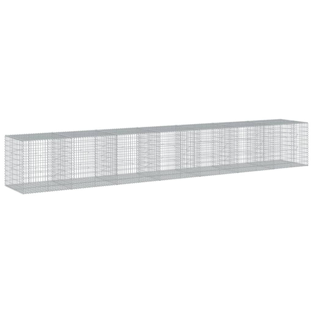 Gabion Basket with Cover 275.6"x39.4"x39.4" Galvanized Iron
