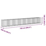 Gabion Basket with Cover 295.3"x39.4"x39.4" Galvanized Iron
