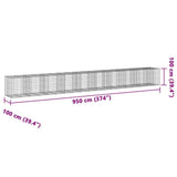 Gabion Basket with Cover 374"x39.4"x39.4" Galvanized Iron