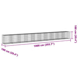 Gabion Basket with Cover 393.7"x39.4"x39.4" Galvanized Iron