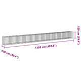 Gabion Basket with Cover 452.8"x39.4"x39.4" Galvanized Iron