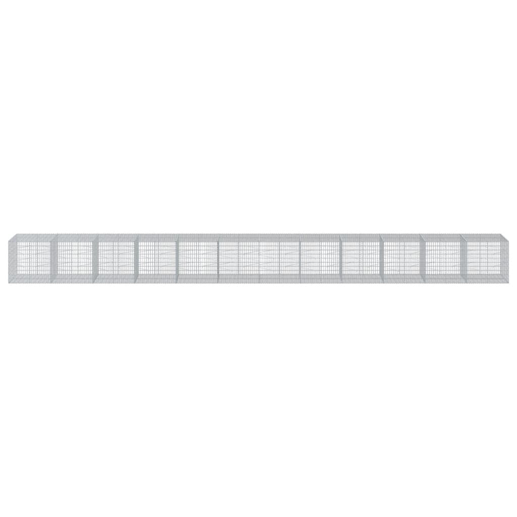 Gabion Basket with Cover 472.4"x39.4"x39.4" Galvanized Iron