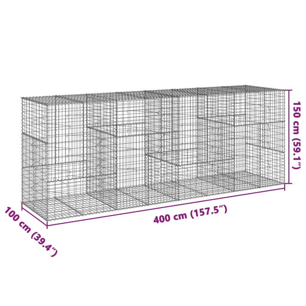 Gabion Basket with Cover 157.5"x39.4"x59.1" Galvanized Iron