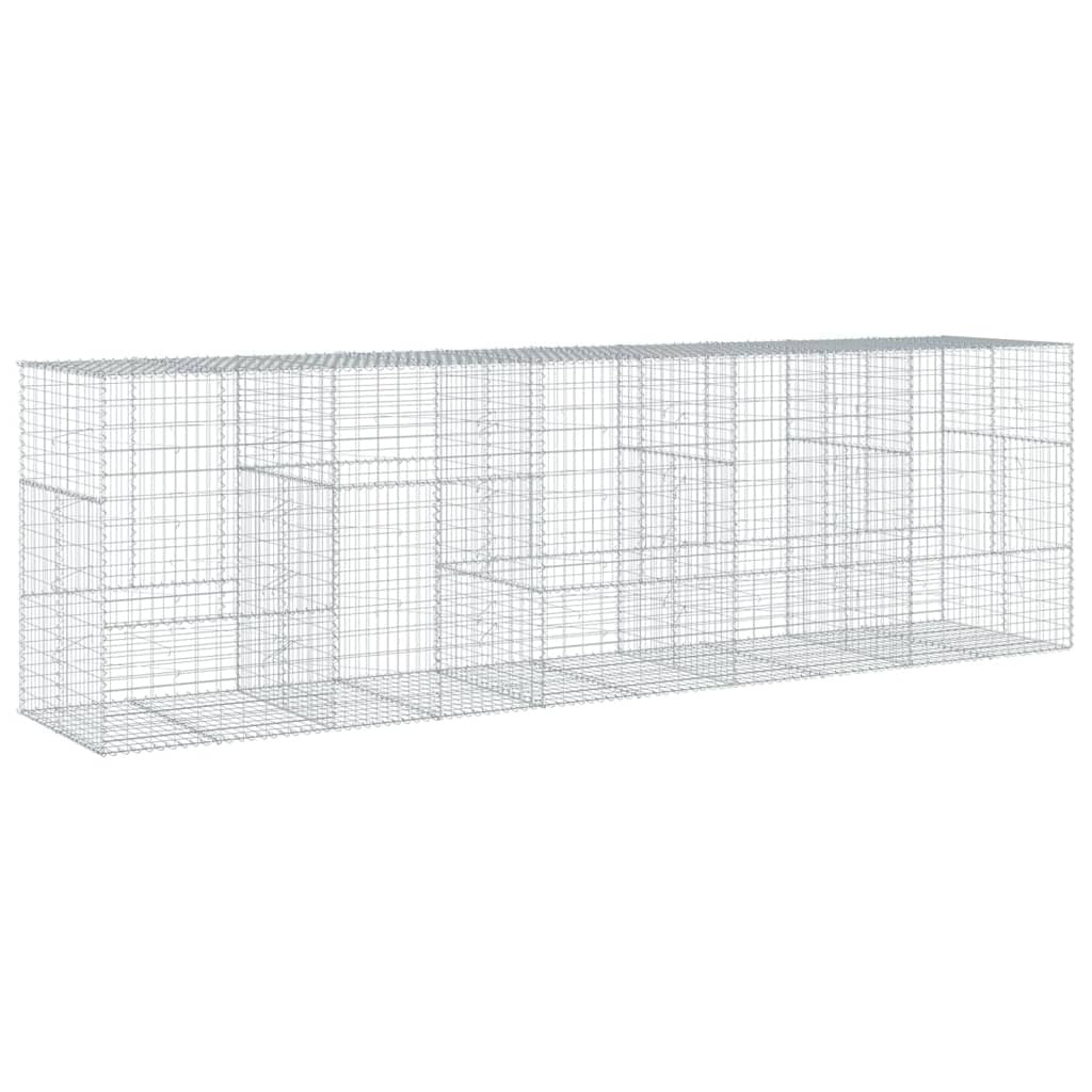 Gabion Basket with Cover 196.9"x39.4"x59.1" Galvanized Iron