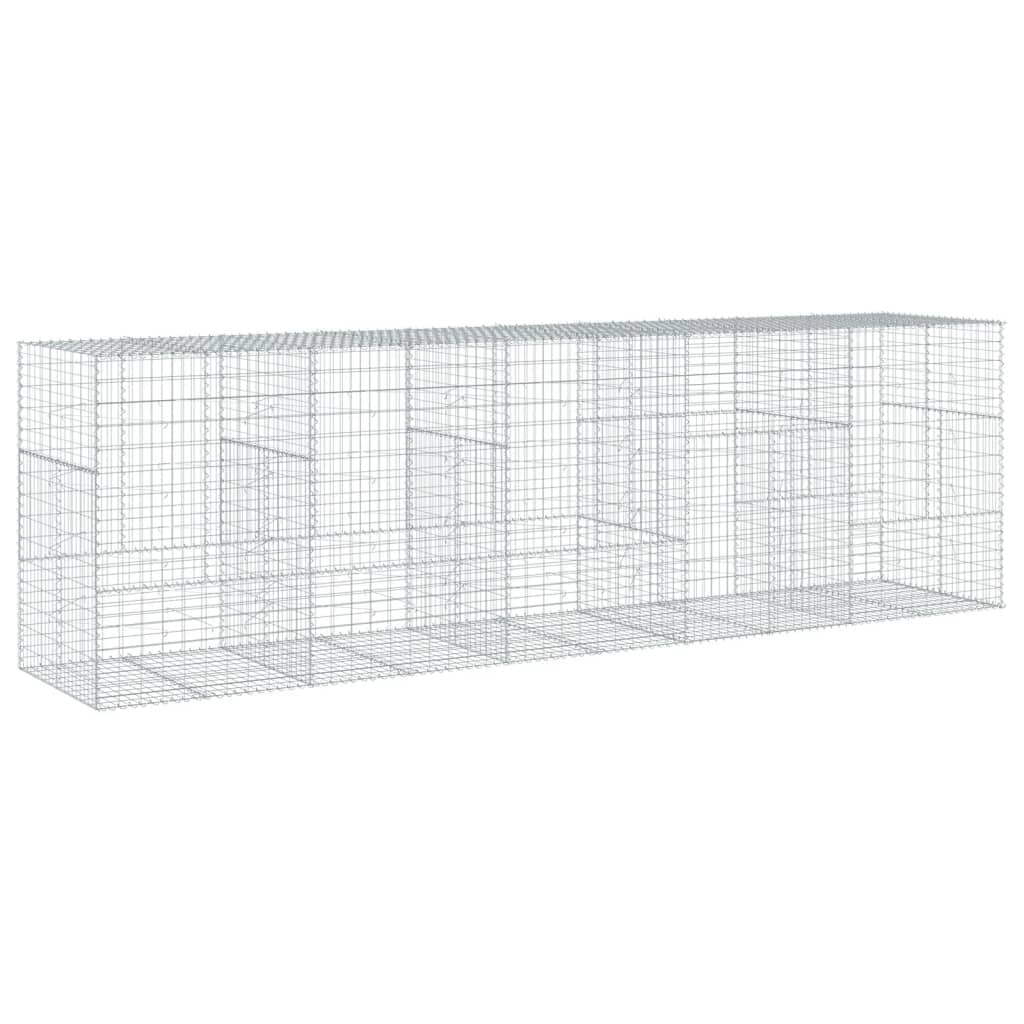 Gabion Basket with Cover 196.9"x39.4"x59.1" Galvanized Iron