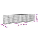 Gabion Basket with Cover 275.6"x39.4"x59.1" Galvanized Iron