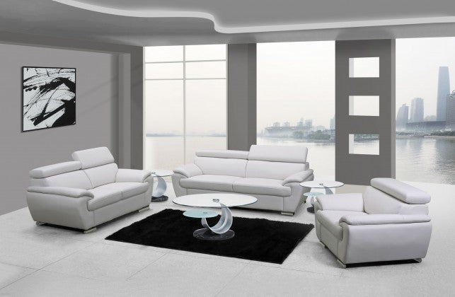 Three Piece Indoor White Genuine Leather Six Person Seating Set