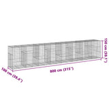 Gabion Basket with Cover 315"x39.4"x59.1" Galvanized Iron