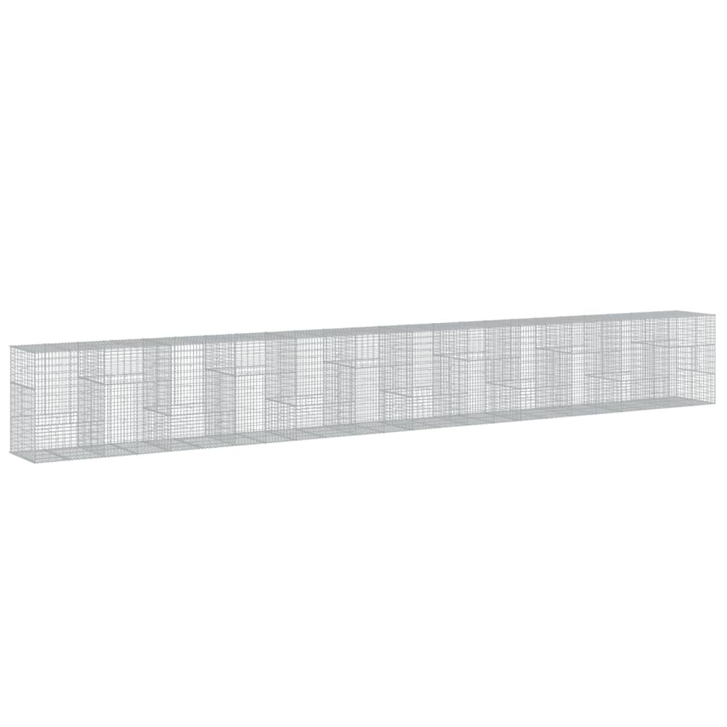 Gabion Basket with Cover 472.4"x39.4"x59.1" Galvanized Iron