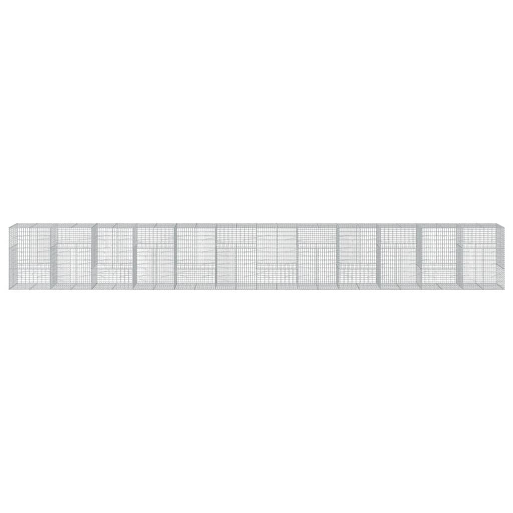 Gabion Basket with Cover 472.4"x39.4"x59.1" Galvanized Iron
