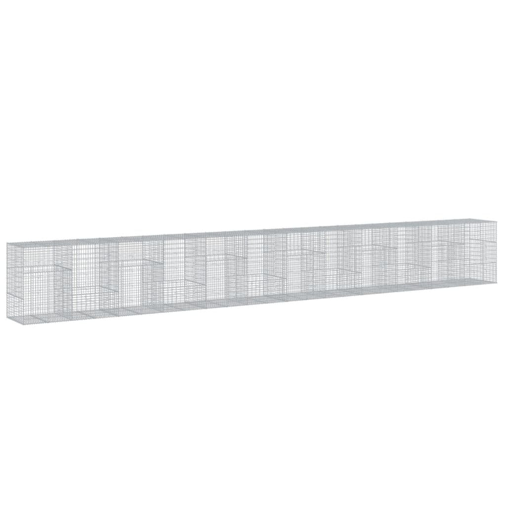 Gabion Basket with Cover 472.4"x39.4"x59.1" Galvanized Iron