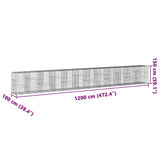Gabion Basket with Cover 472.4"x39.4"x59.1" Galvanized Iron