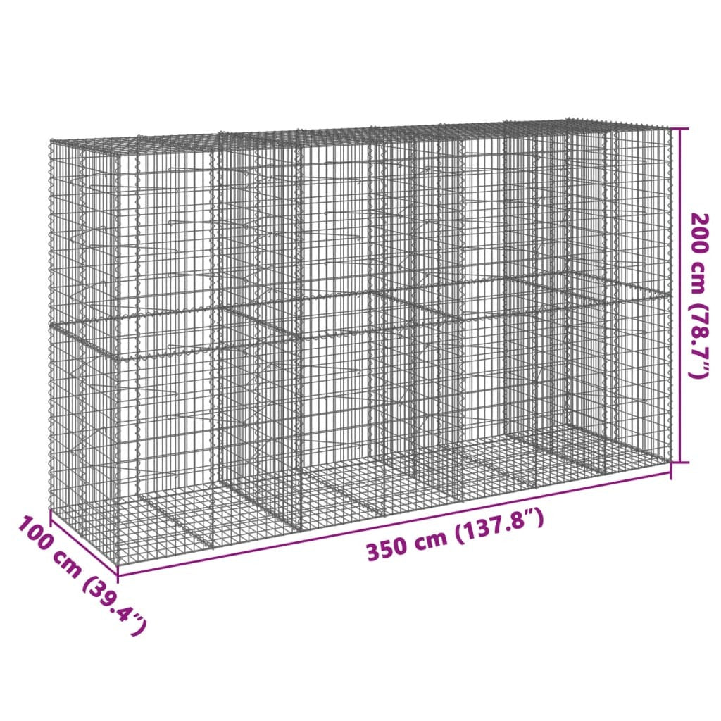 Gabion Basket with Cover 137.8"x39.4"x78.7" Galvanized Iron