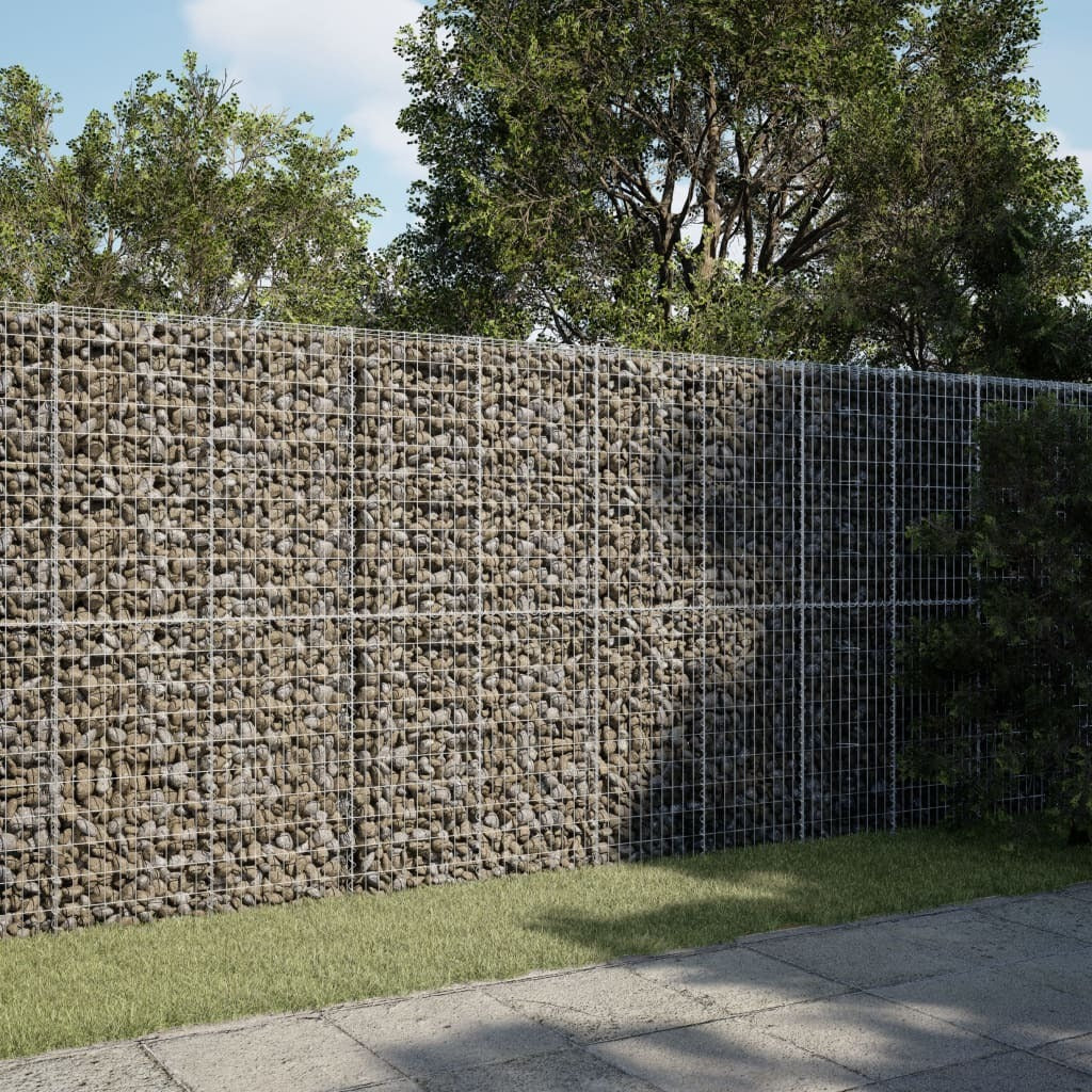 Gabion Basket with Cover 137.8"x39.4"x78.7" Galvanized Iron