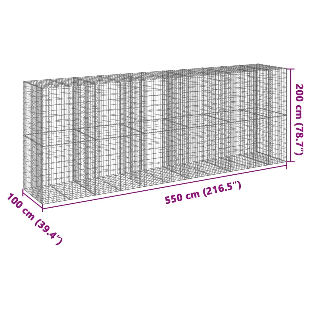Gabion Basket with Cover 216.5"x39.4"x78.7" Galvanized Iron
