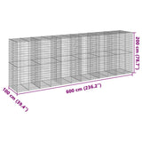 Gabion Basket with Cover 236.2"x39.4"x78.7" Galvanized Iron