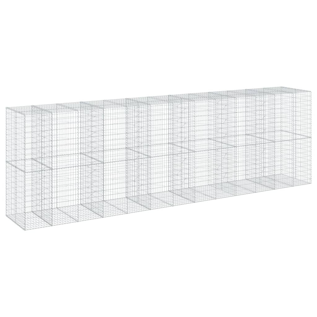 Gabion Basket with Cover 255.9"x39.4"x78.7" Galvanized Iron
