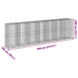Gabion Basket with Cover 275.6"x39.4"x78.7" Galvanized Iron