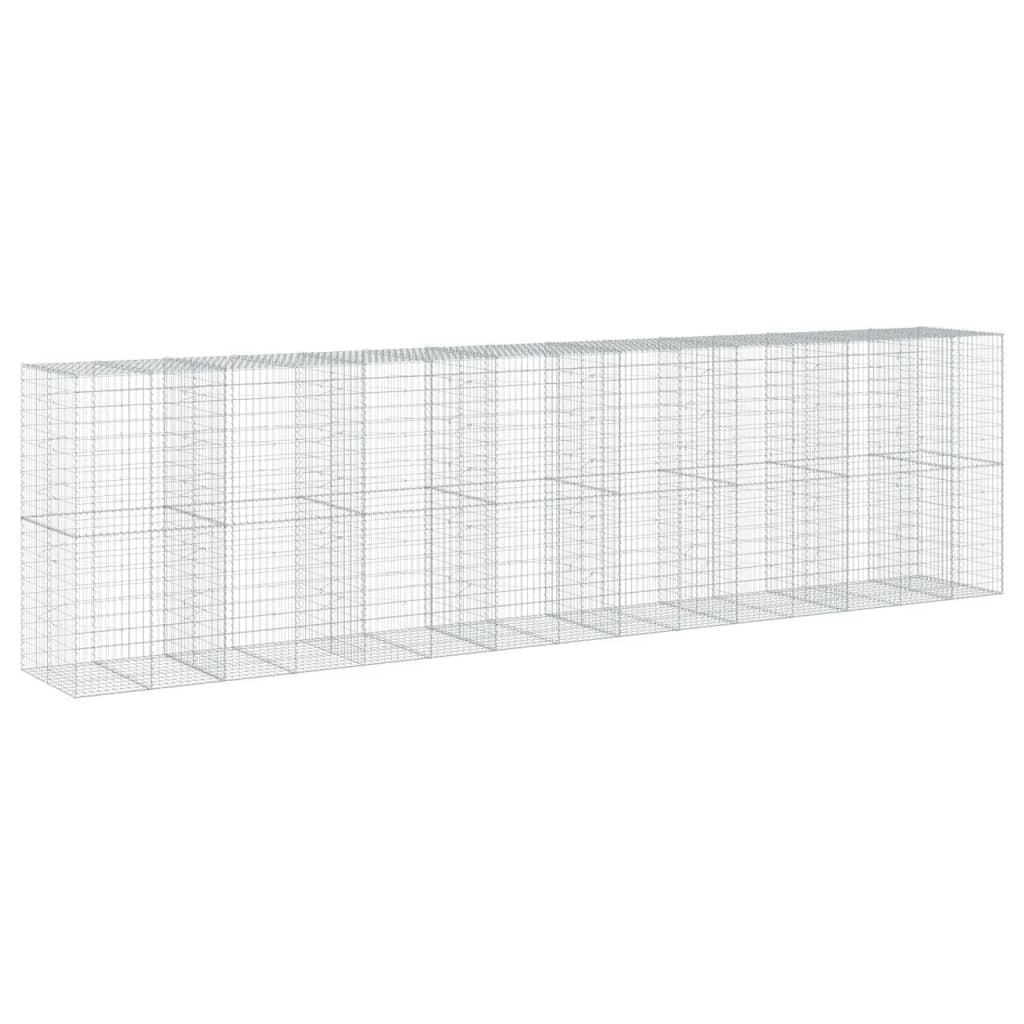 Gabion Basket with Cover 295.3"x39.4"x78.7" Galvanized Iron