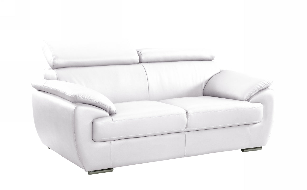 69" White And Silver Faux Leather Loveseat