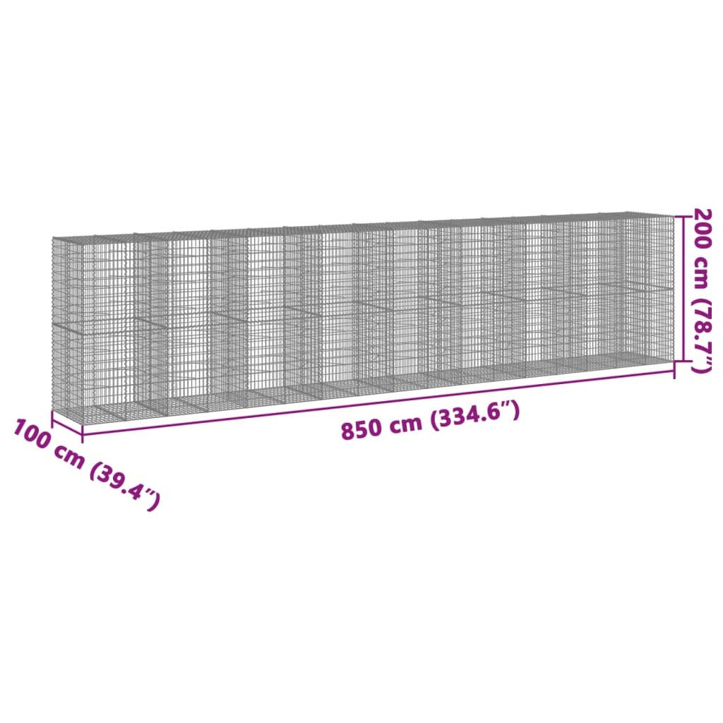 Gabion Basket with Cover 334.6"x39.4"x78.7" Galvanized Iron