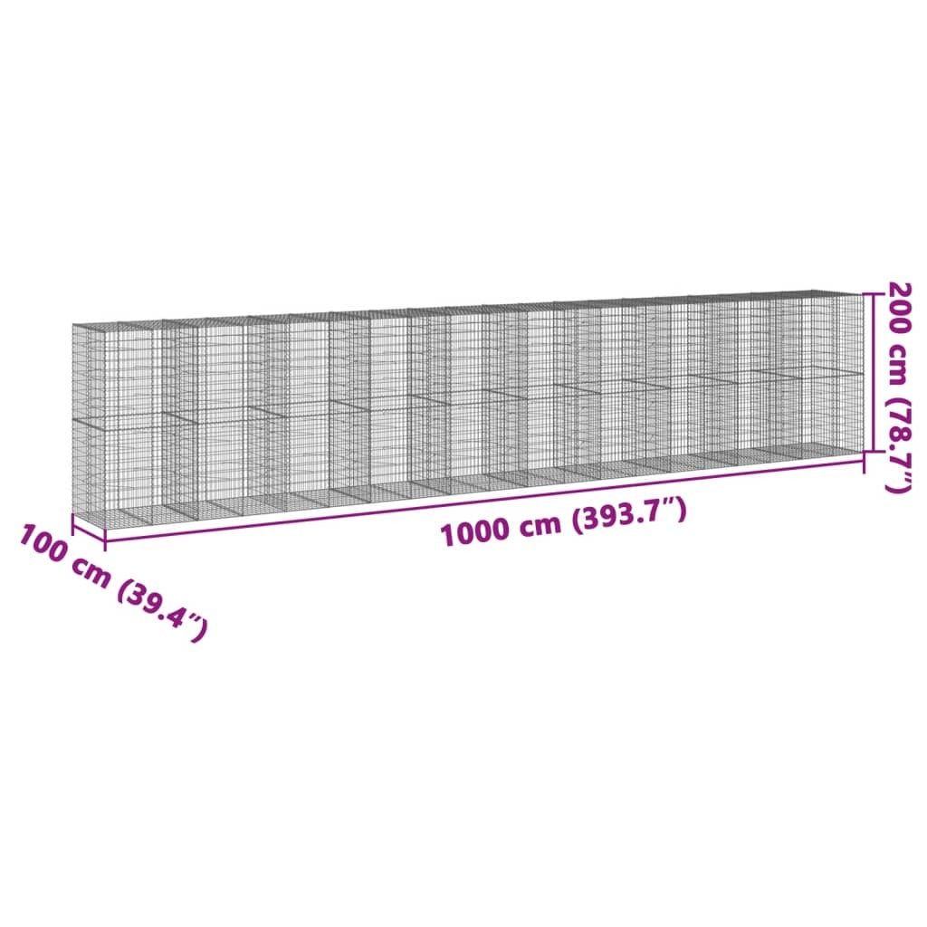 Gabion Basket with Cover 393.7"x39.4"x78.7" Galvanized Iron