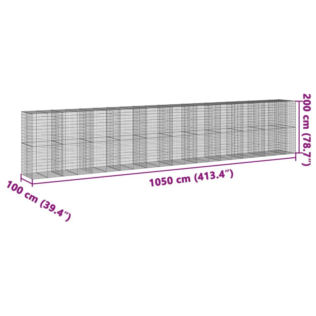Gabion Basket with Cover 413.4"x39.4"x78.7" Galvanized Iron