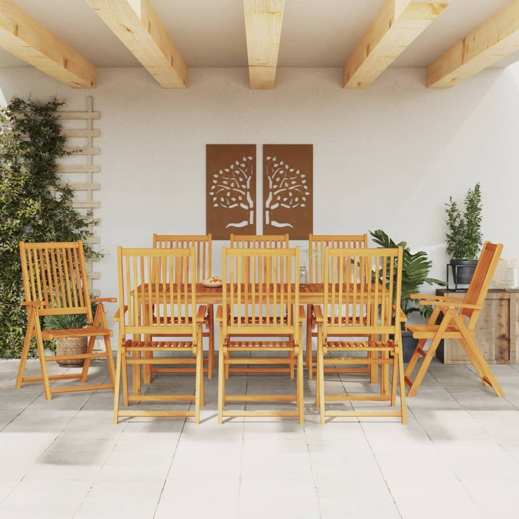 9 Piece Patio Dining Set 70.9"x35.4"x29.5" Solid Wood Acacia