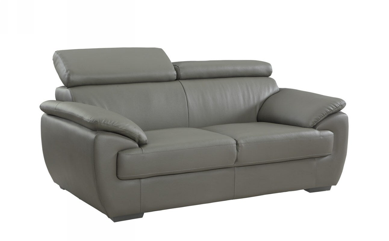 69" Gray And Silver Faux Leather Loveseat