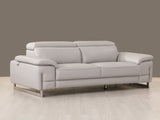 Three Piece Indoor Light Gray Italian Leather Six Person Seating Set