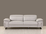 Three Piece Indoor Light Gray Italian Leather Six Person Seating Set
