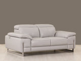 Three Piece Indoor Light Gray Italian Leather Six Person Seating Set