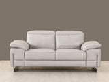 Three Piece Indoor Light Gray Italian Leather Six Person Seating Set