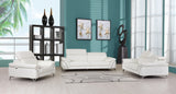 Three Piece Indoor White Italian Leather Six Person Seating Set