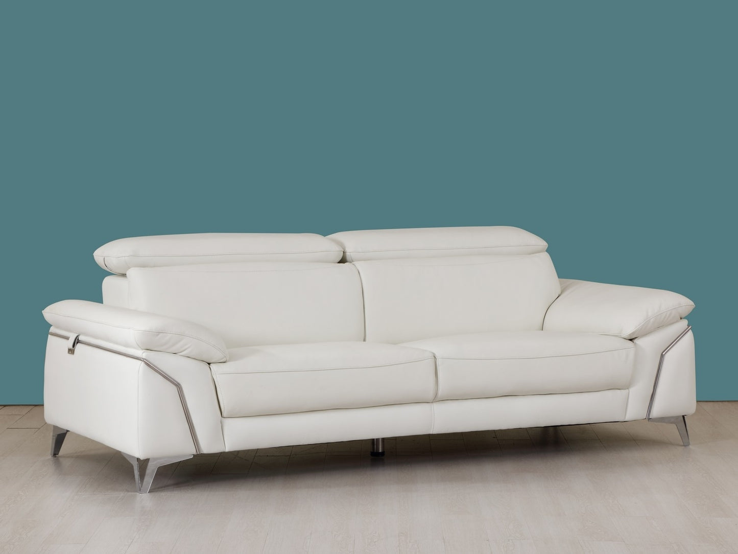 Three Piece Indoor White Italian Leather Six Person Seating Set