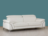 Three Piece Indoor White Italian Leather Six Person Seating Set