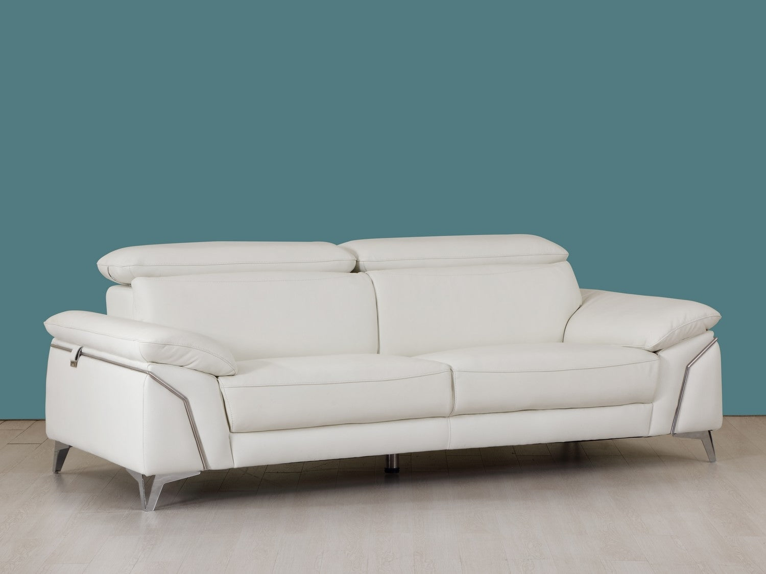 Three Piece Indoor White Italian Leather Six Person Seating Set