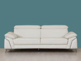 Three Piece Indoor White Italian Leather Six Person Seating Set