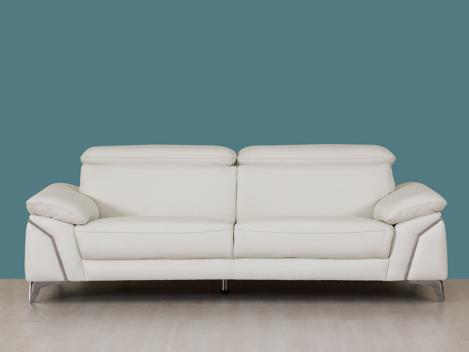 Three Piece Indoor White Italian Leather Six Person Seating Set