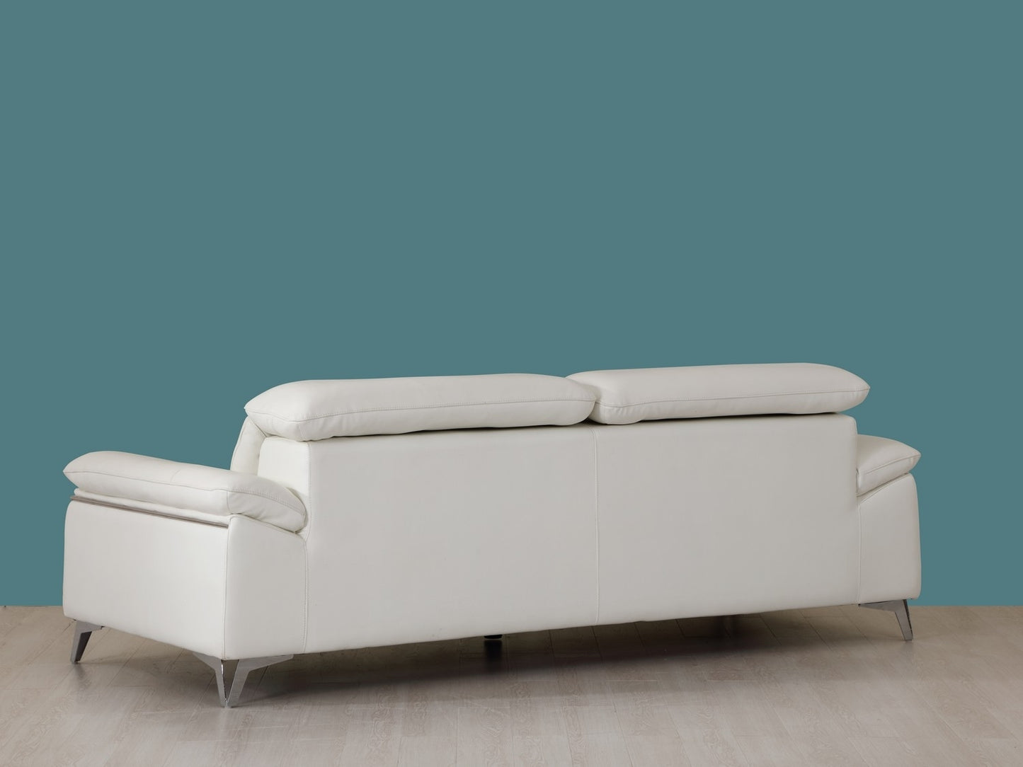Three Piece Indoor White Italian Leather Six Person Seating Set