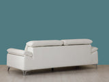 Three Piece Indoor White Italian Leather Six Person Seating Set