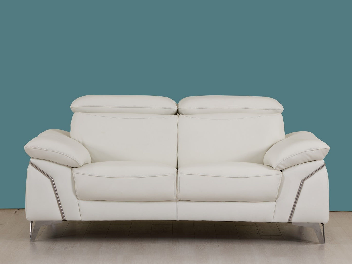 Three Piece Indoor White Italian Leather Six Person Seating Set