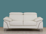 Three Piece Indoor White Italian Leather Six Person Seating Set
